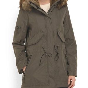 Olive Green S13 NYC Waverly Parka Fur Trimmed Hood